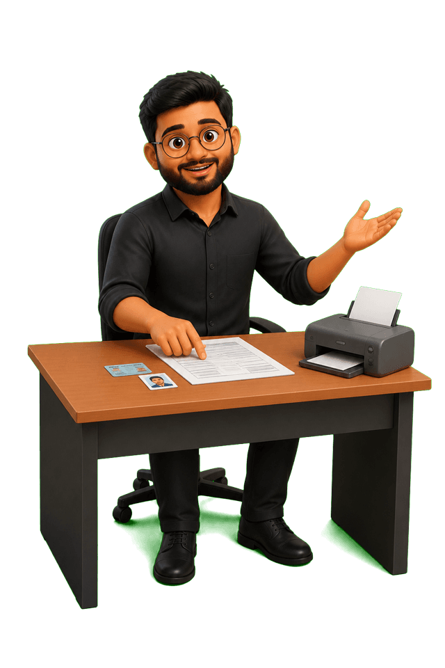 Host helping with photos and documents at the CSC desk